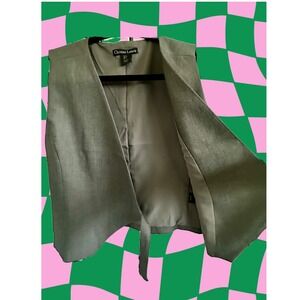 Christian Lacroix Women's Grey Sleeveless Tailored Vest Sz S Tie Front
